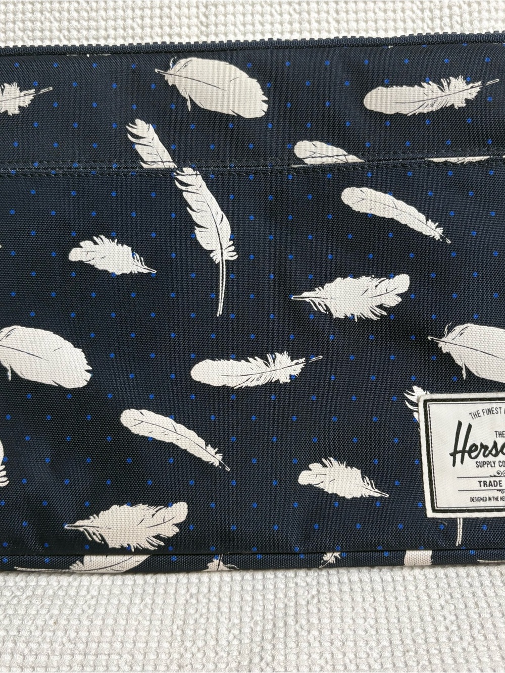 Herschel Supply Company Navy Feather-Print Laptop Sleeve
